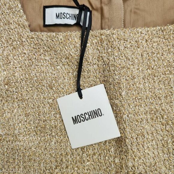 Moschino Dress 12 Sheath Tweed Gold Sleveless Holiday $459 Retail - Picture 3 of 5